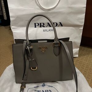 Prada Taupe Leather Satchel